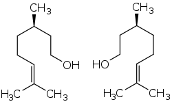 (+)-citronellol (L) and (-)-citronellol (R)