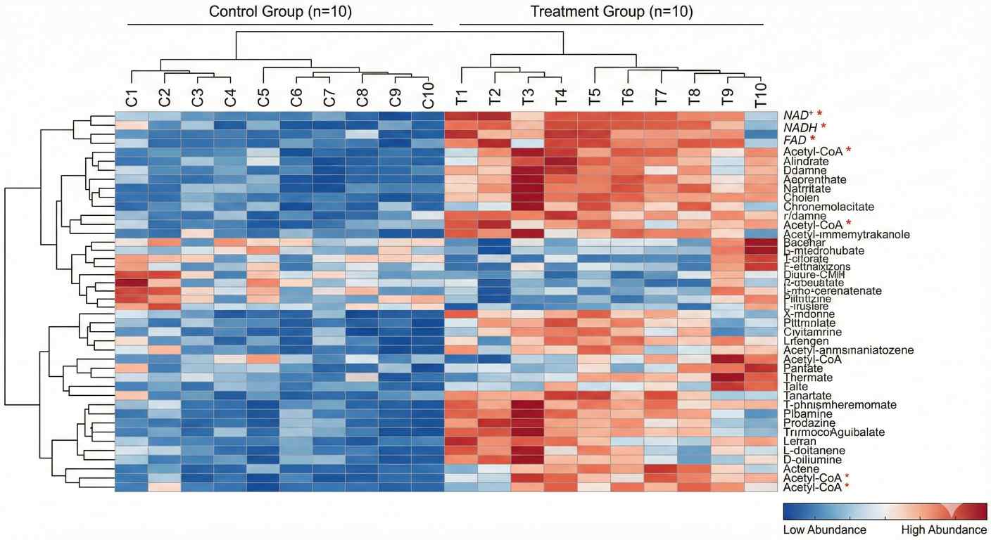 Clustering heatmap showing significant differences in cofactor profiles between study groups.