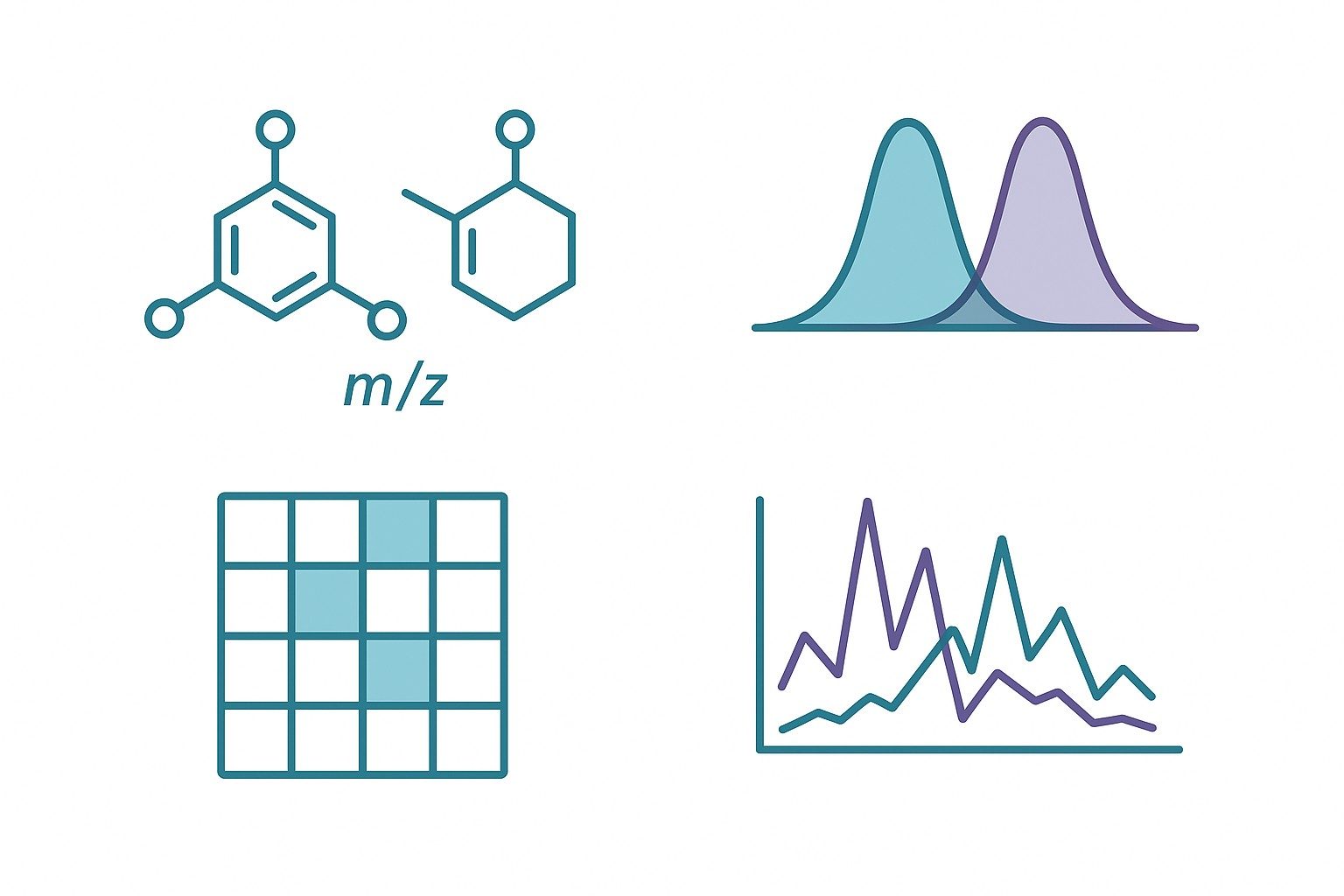 Infographic: bottlenecks in conventional LC-MS/MS metabolite identification (isomers, co-elution, incomplete libraries, ambiguous MS/MS)