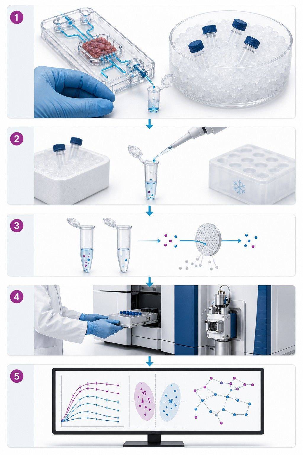 Organ-on-a-chip metabolomics workflow—five steps from effluent collection to kinetic interpretation