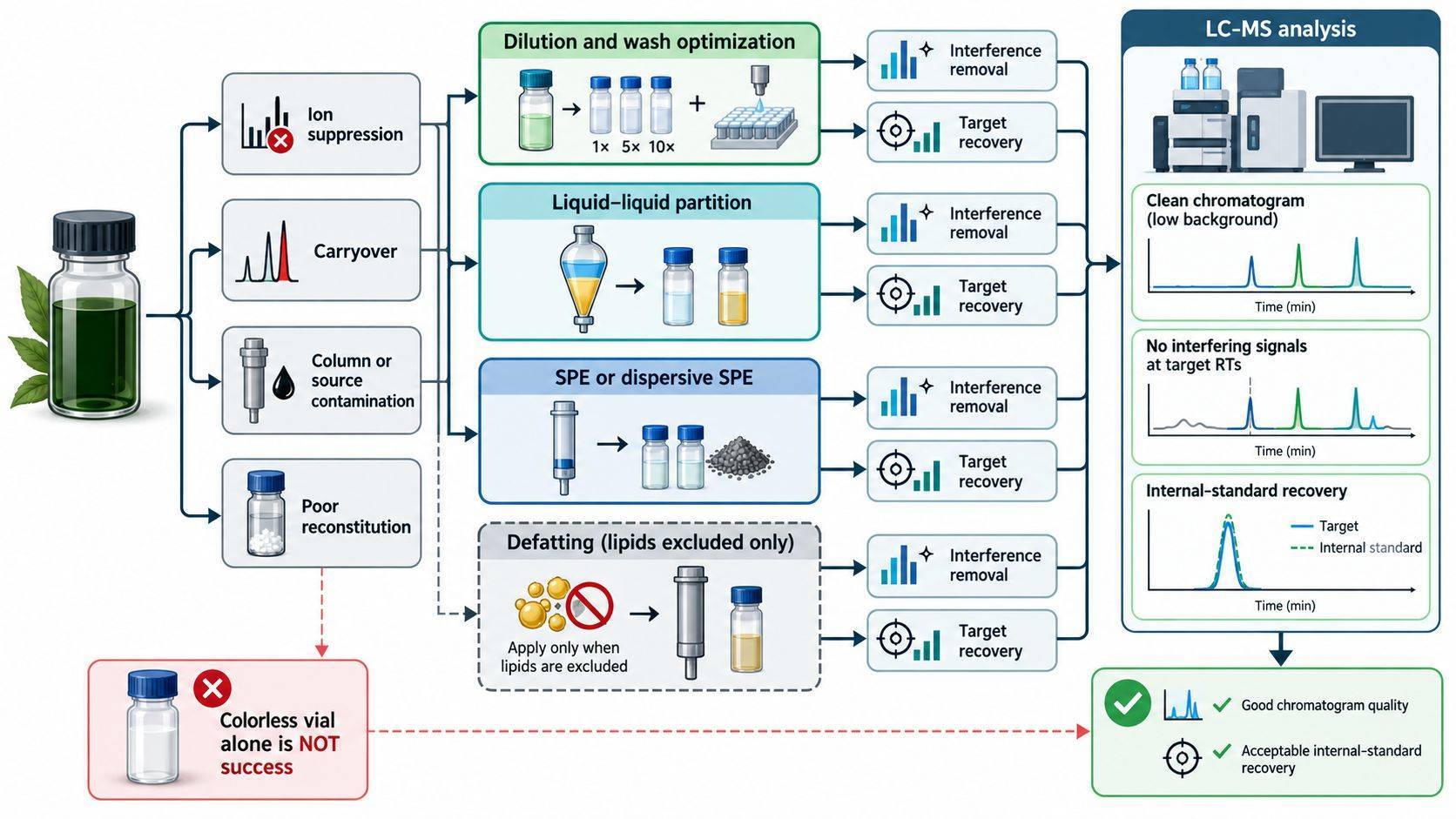 Cleanup method selection for pigmented and polyphenol-rich plant extracts