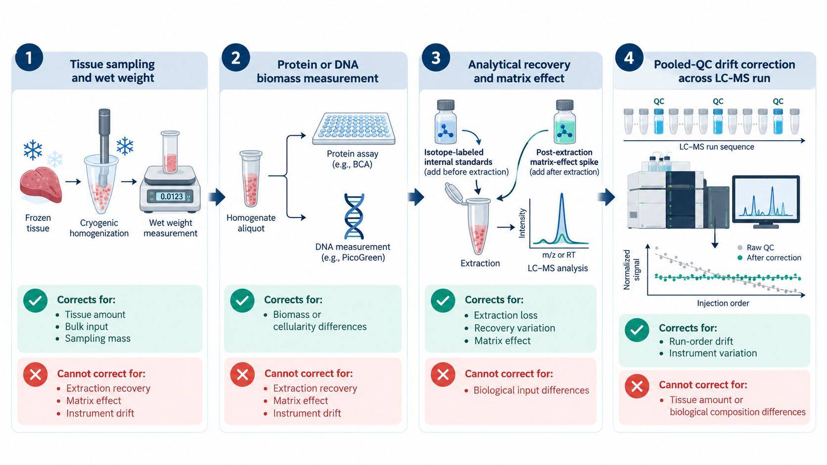 Tissue metabolomics normalization layers from sampling to data analysis