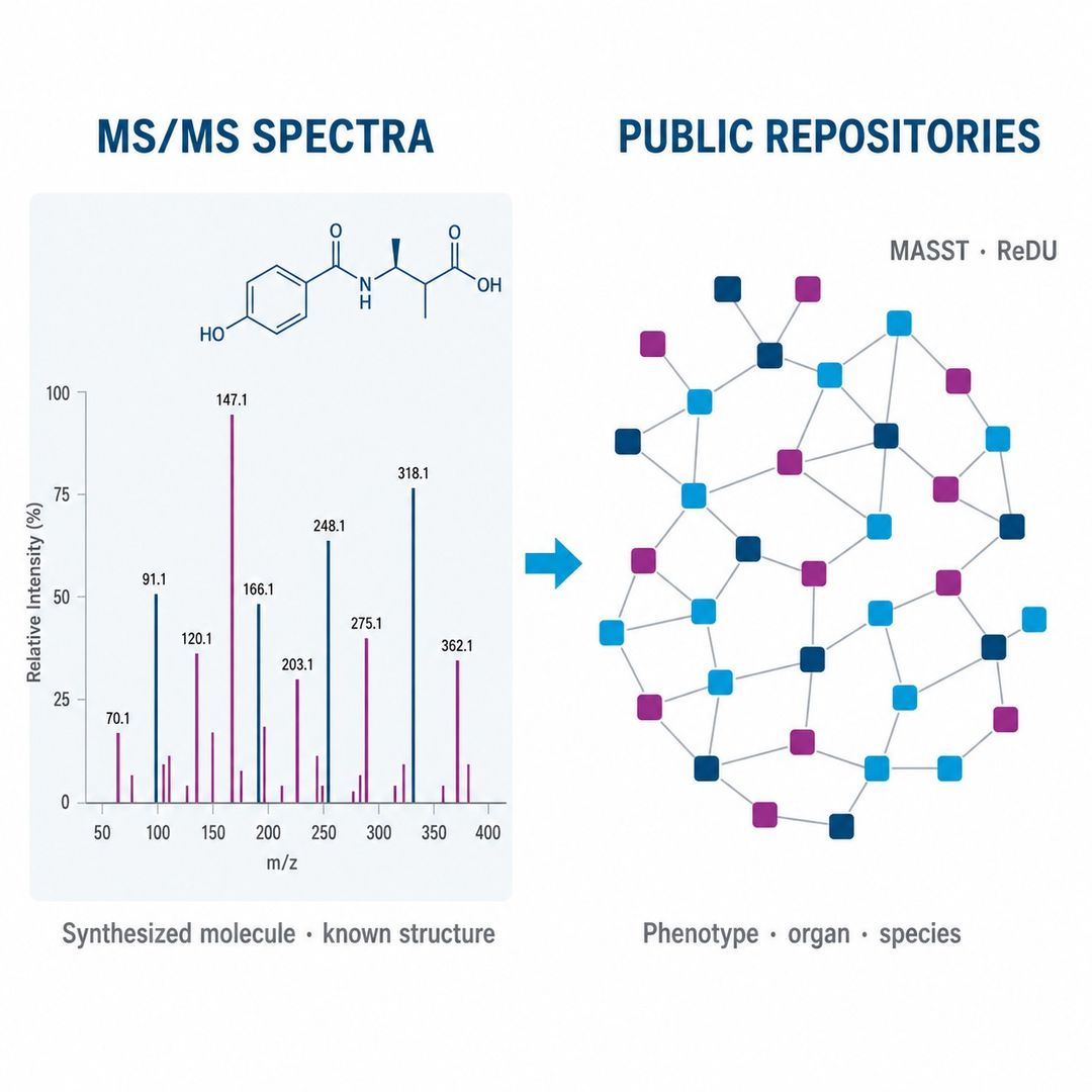 Reverse metabolomics MS/MS data mining for metabolite discovery